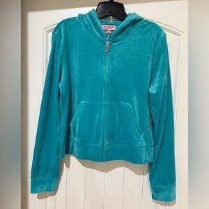 Juicy Couture Velour Zip-Up Hoodie & Shorts Set in Coastal Teal Size: XL NWT